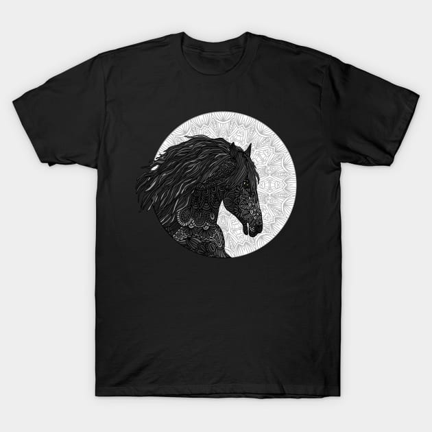 Black Horse T-Shirt by ArtLovePassion